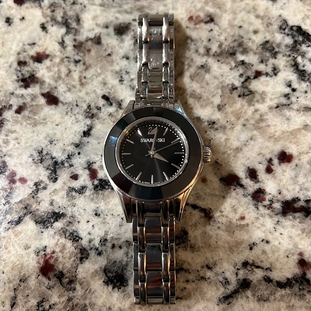 Swarovski Alegria 33mm SS Black Crystal Bezel Watch - Picture 9 of 14